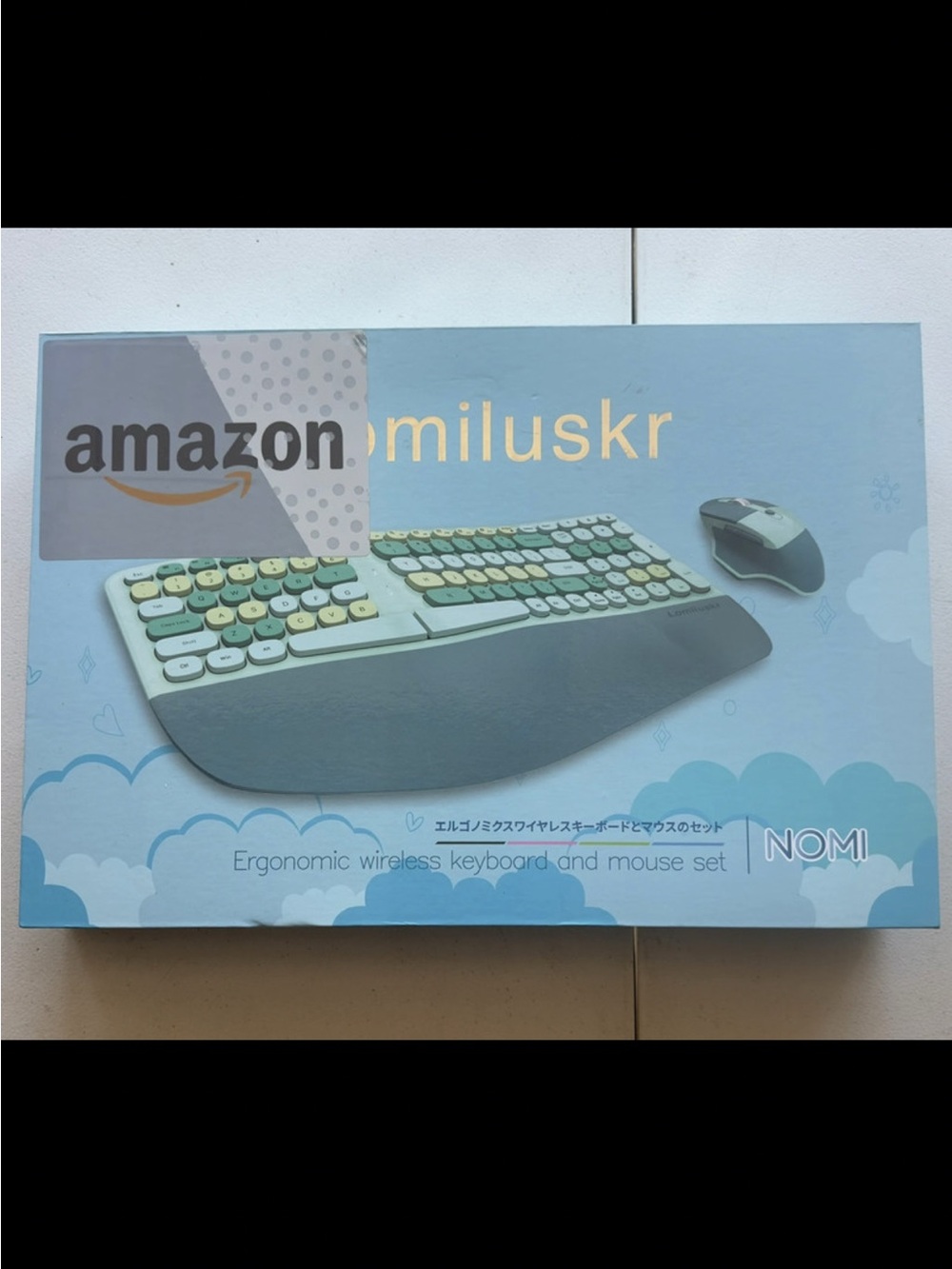 nomi Ergonomic Wireless Keyboard and Mouse Set - Mint Green and Light Yellow